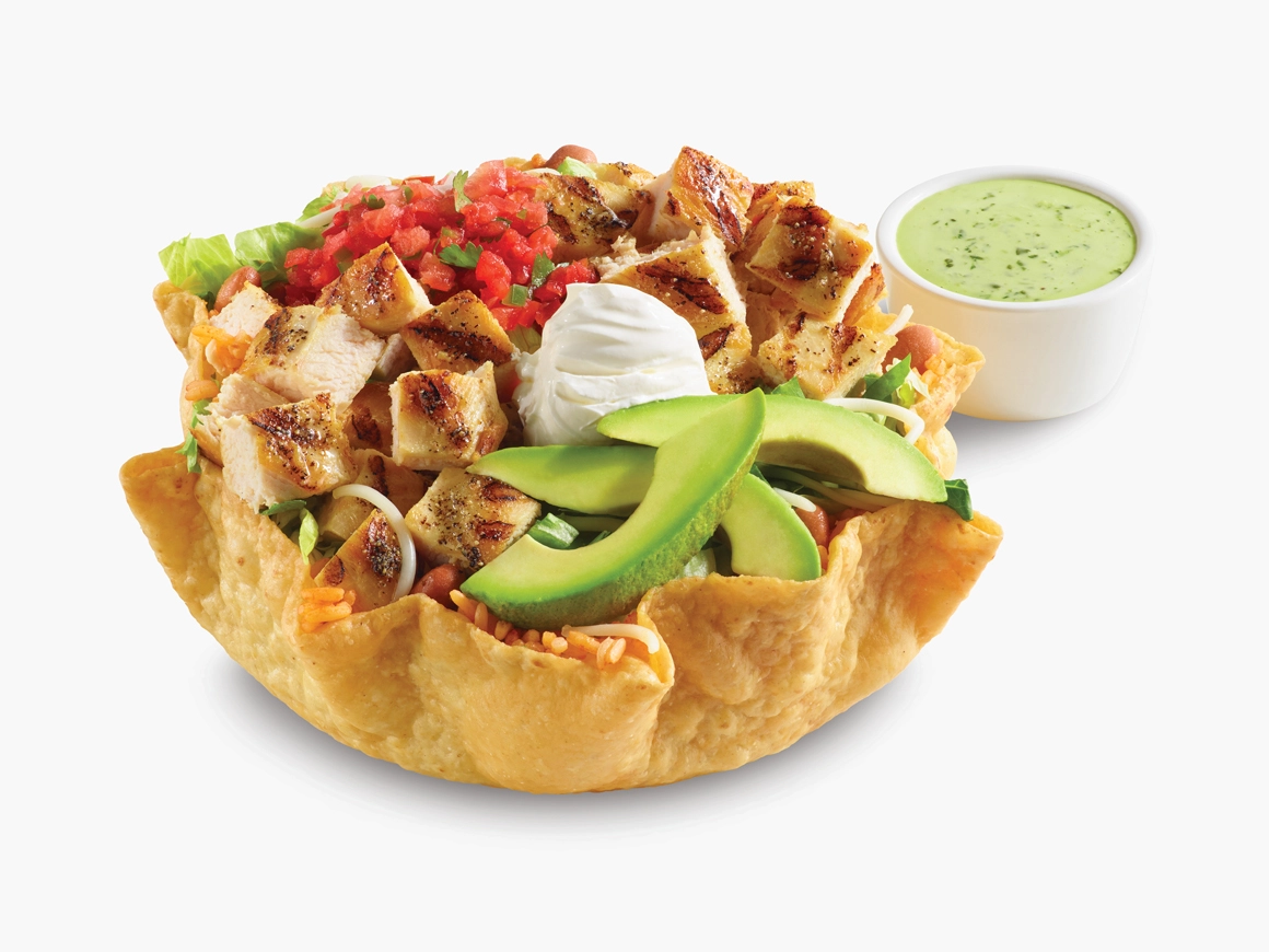 Double Chicken Tostada in fried tostada shell