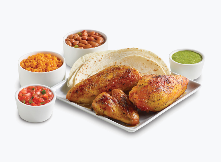 3-piece chicken meal with two sides, and tortillas