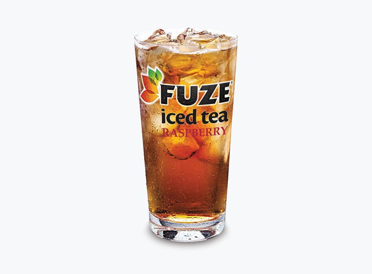 Glass of Fuze Sweetened Raspberry Iced Tea on ice