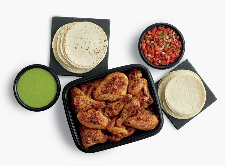 24-pieces of chicken with tortillas and salsas