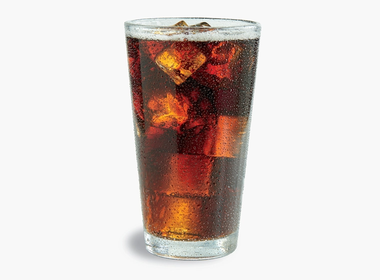 Glass of Cherry Coke on ice