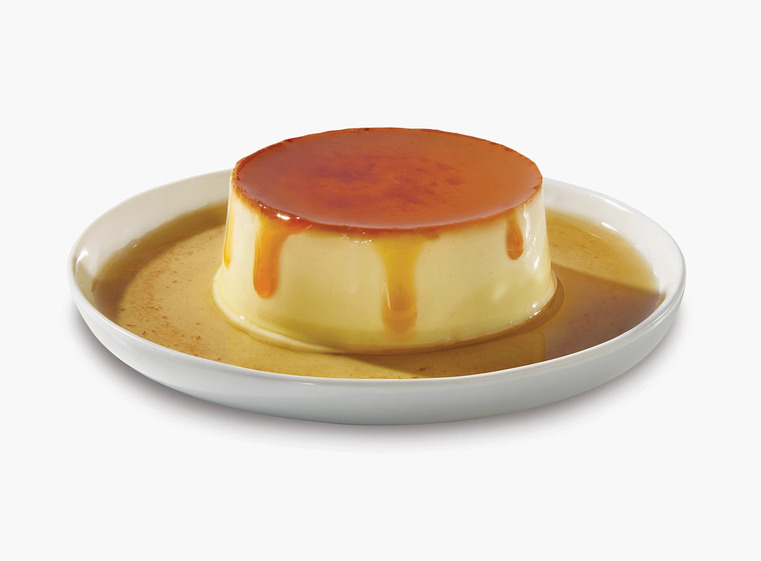 flan on a white dish