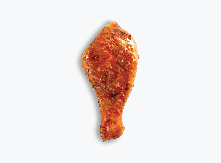 One chicken leg with mango habanero sauce