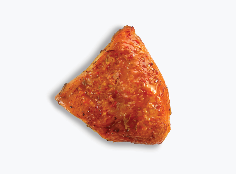 One chicken thigh with mango habanero sauce