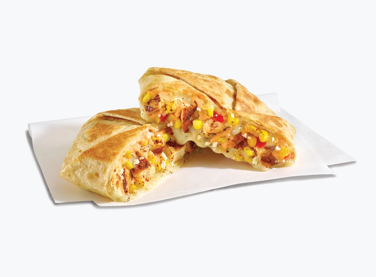 Street Corn Loaded Quesadilla cut in half