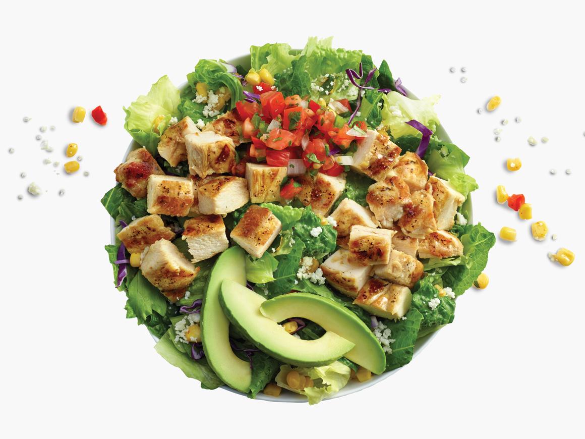 Double Chicken Avocado Salad in small bowl